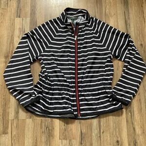 Lauren Ralph Lauren Active Nautical Striped Light Weight Zip Up Jacket Women L